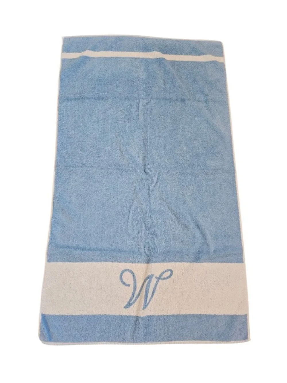 VTG Martex Light Blue White‎ Bath Towels Set Of 3 Monogram W USA Made Reversible